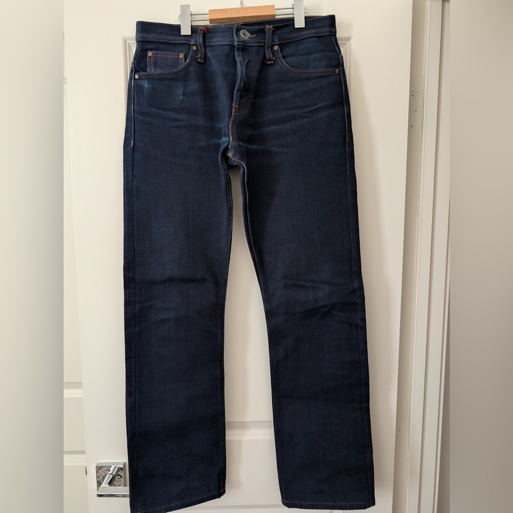 Unbranded Brand UB377 Straight Fit 21 Oz Red Weft Selvedge Denim Jeans - Picture 4 of 5